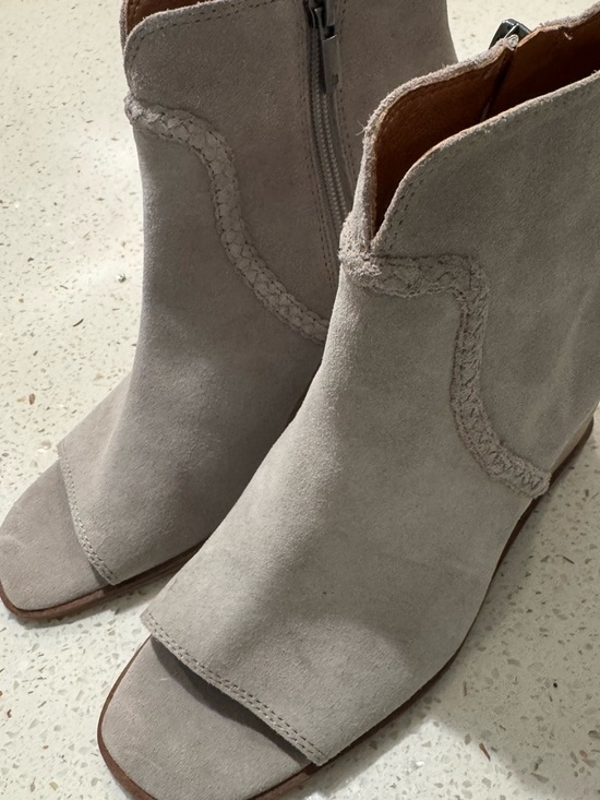 Lucky Brand Shoes - Lucky Brand Light Gray Suede Open-Toe Ankle Booties